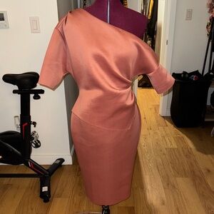 ASOS One-Shoulder Dress in Dusty Pink